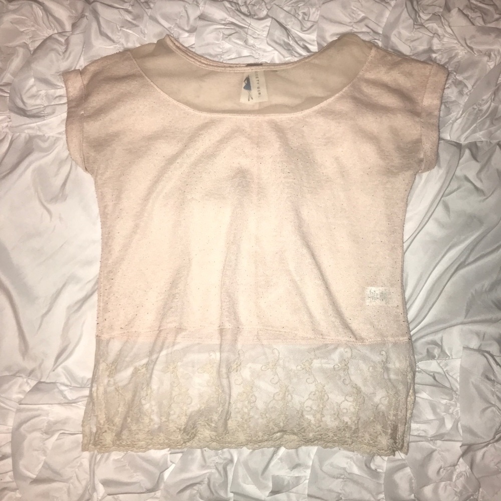Pink blouse with lace detailing